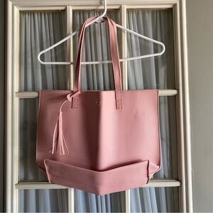 Faux Leather Pink Tote Bag